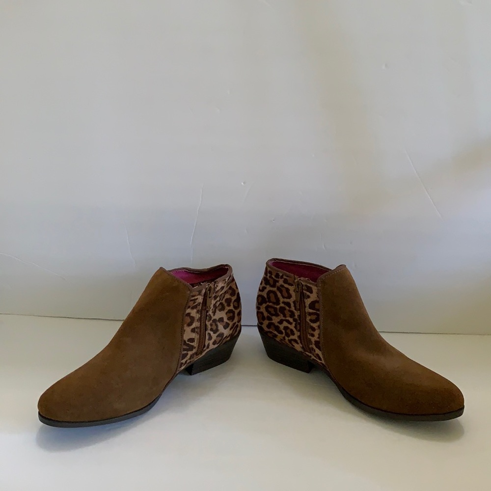 Sam Edelman brown booties boots shoes 5 M New leather animal print RARE HTF